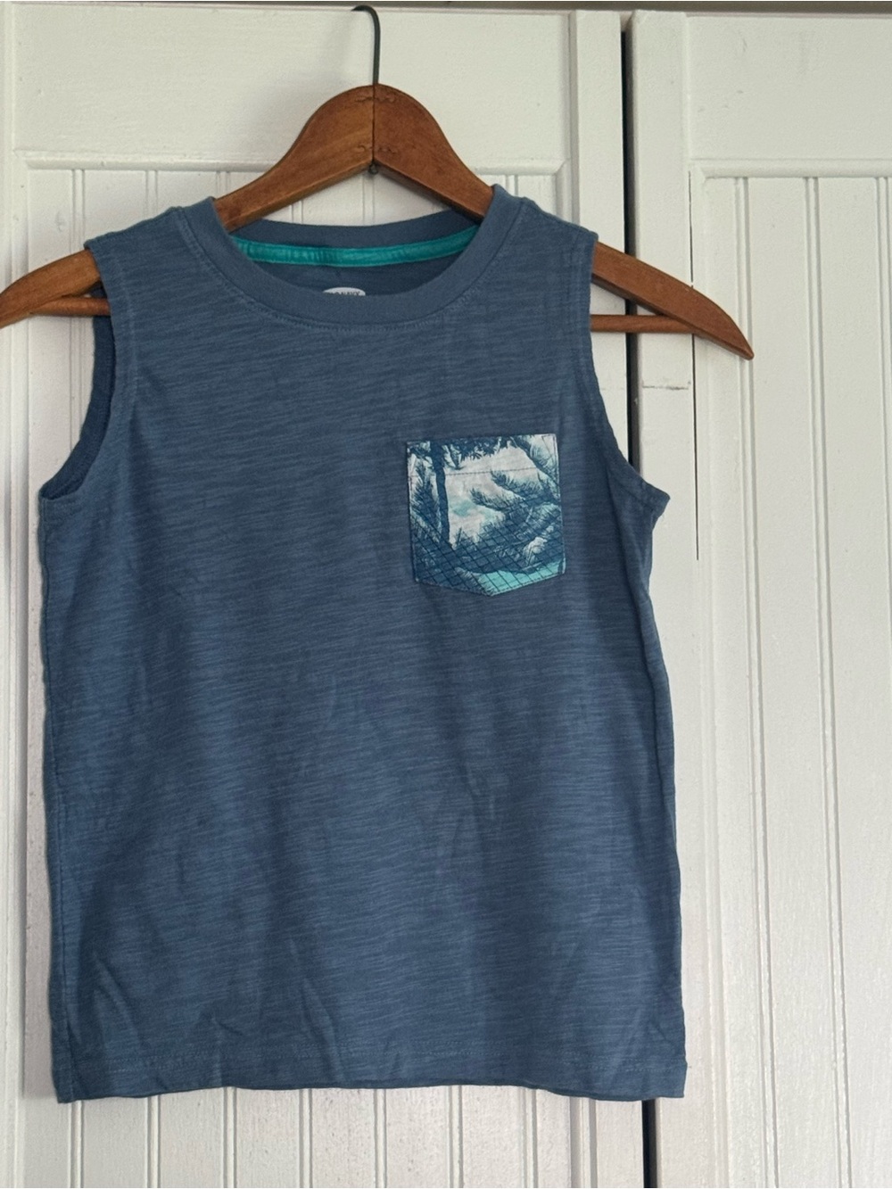 Old Navy Blue Tank with Teal Accent Pocket